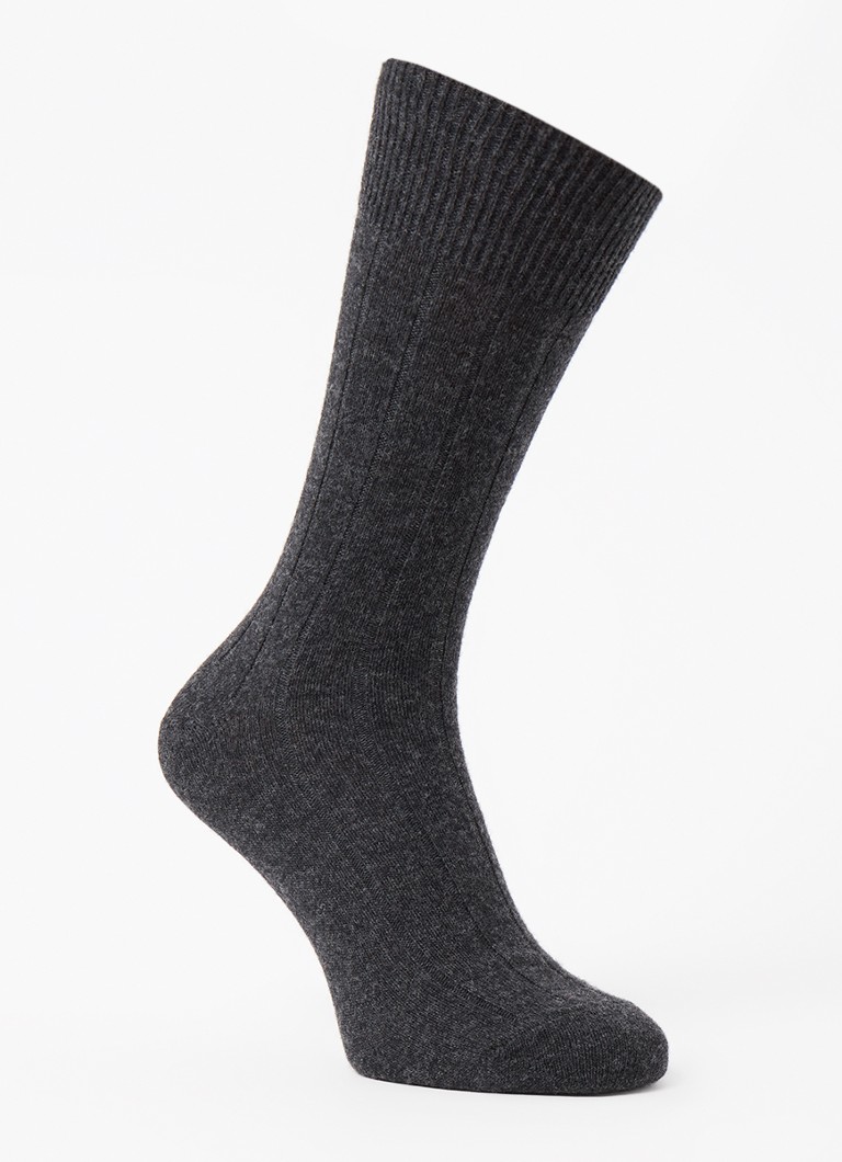 Falke Heren Lhasa Rib sokken in kasjmierblend in de kleur Antraciet, maat: 43-46
