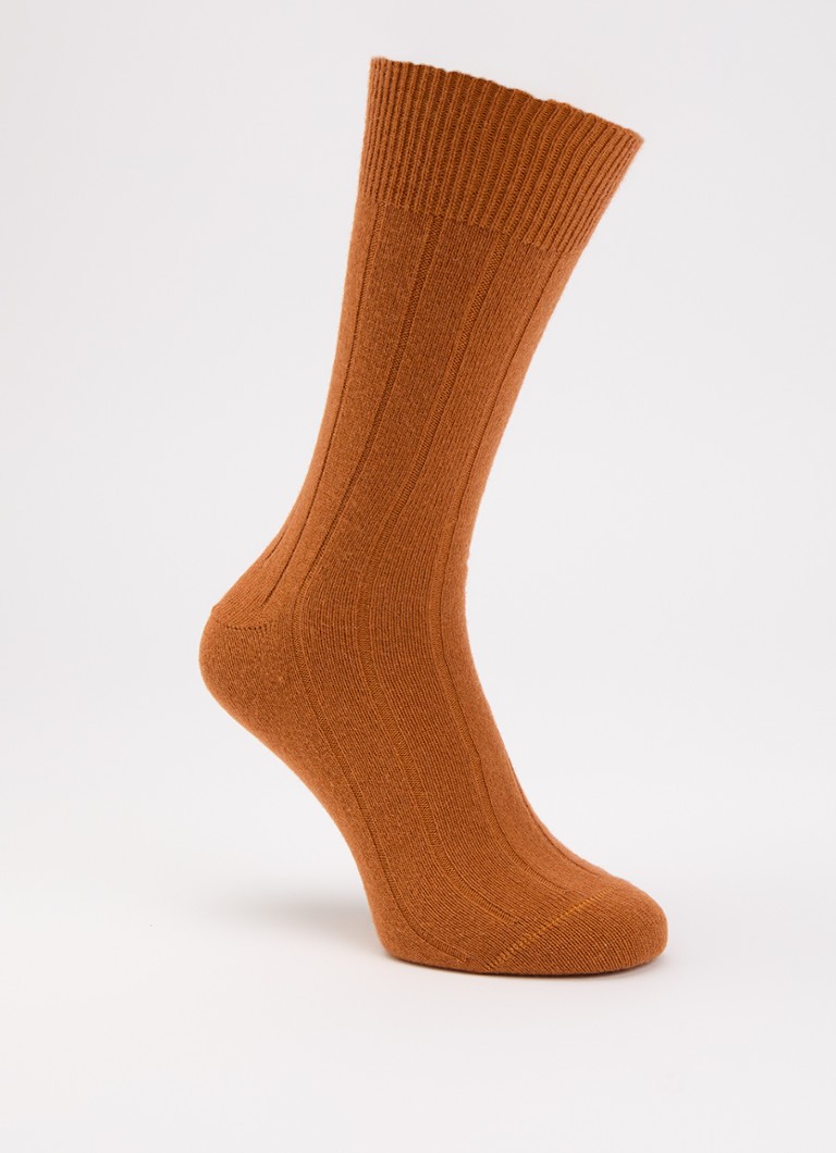 Falke Heren Lhasa Rib sokken in kasjmierblend in de kleur Donkeroranje, maat: 39-42