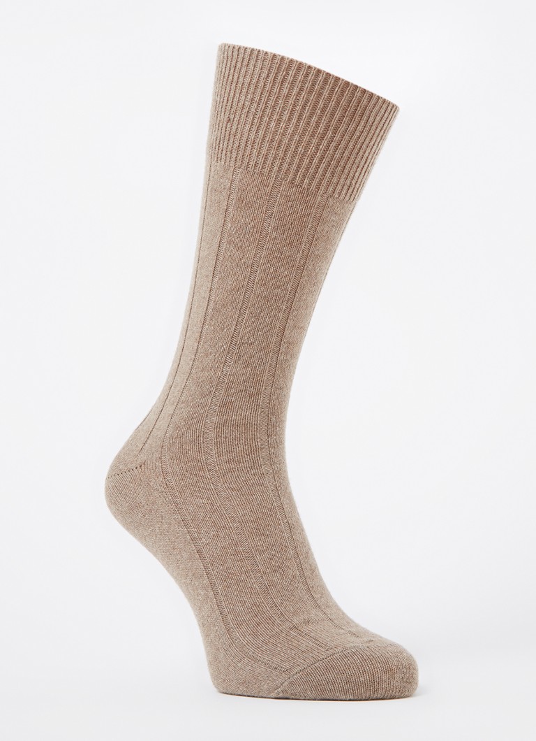 Falke Heren Lhasa Rib sokken in kasjmierblend in de kleur Zand, maat: 39-42