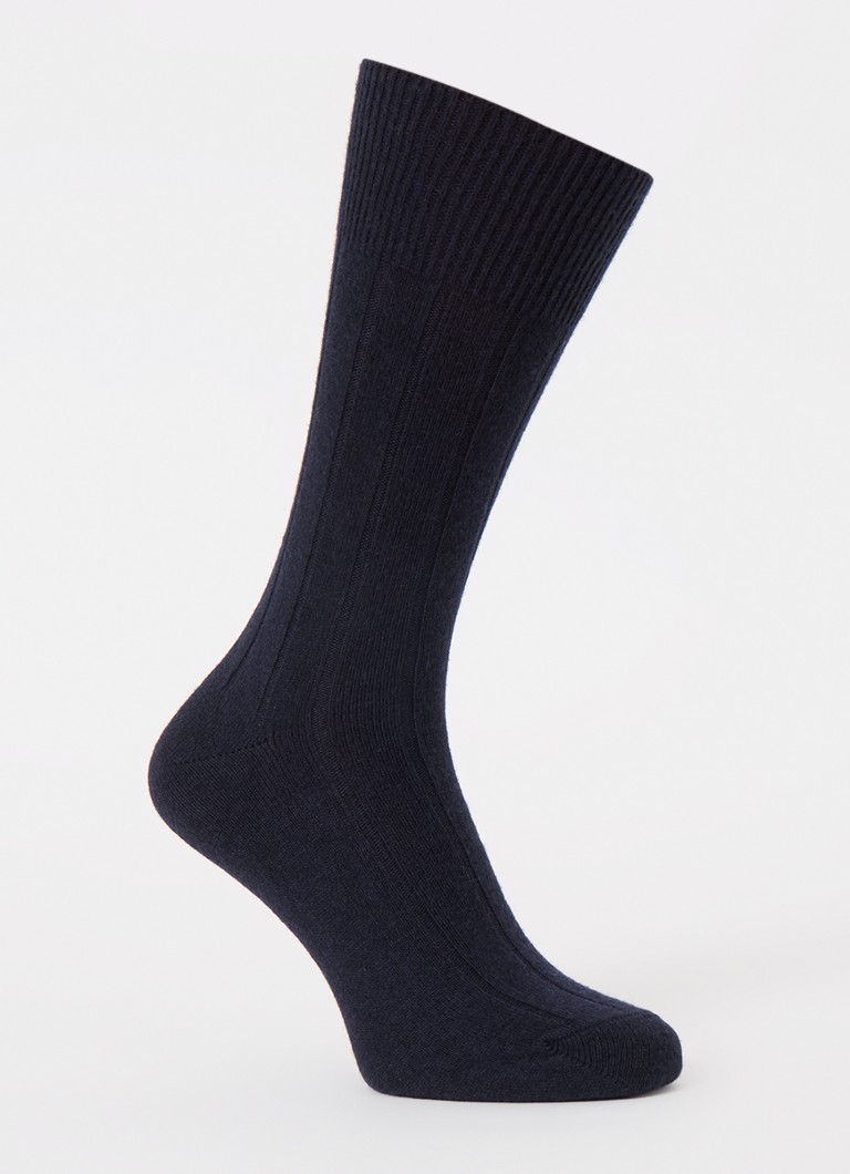 Falke Heren Lhasa Rib sokken in kasjmierblend in de kleur Donkerblauw, maat: 39-42