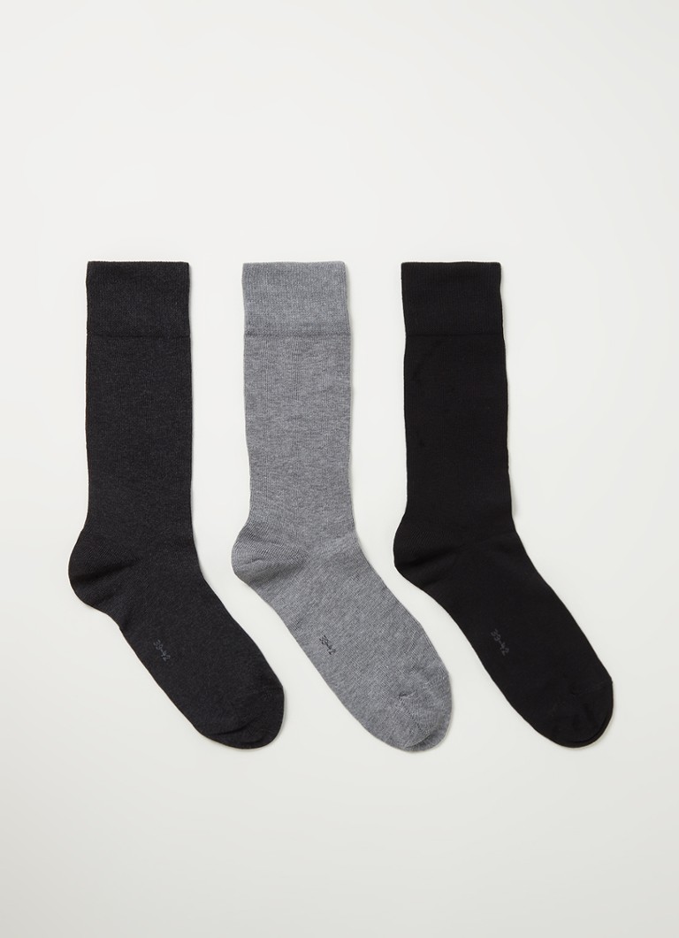 Falke Heren Happybox sokken in 3-pack in de kleur Grijs, maat: 43-46