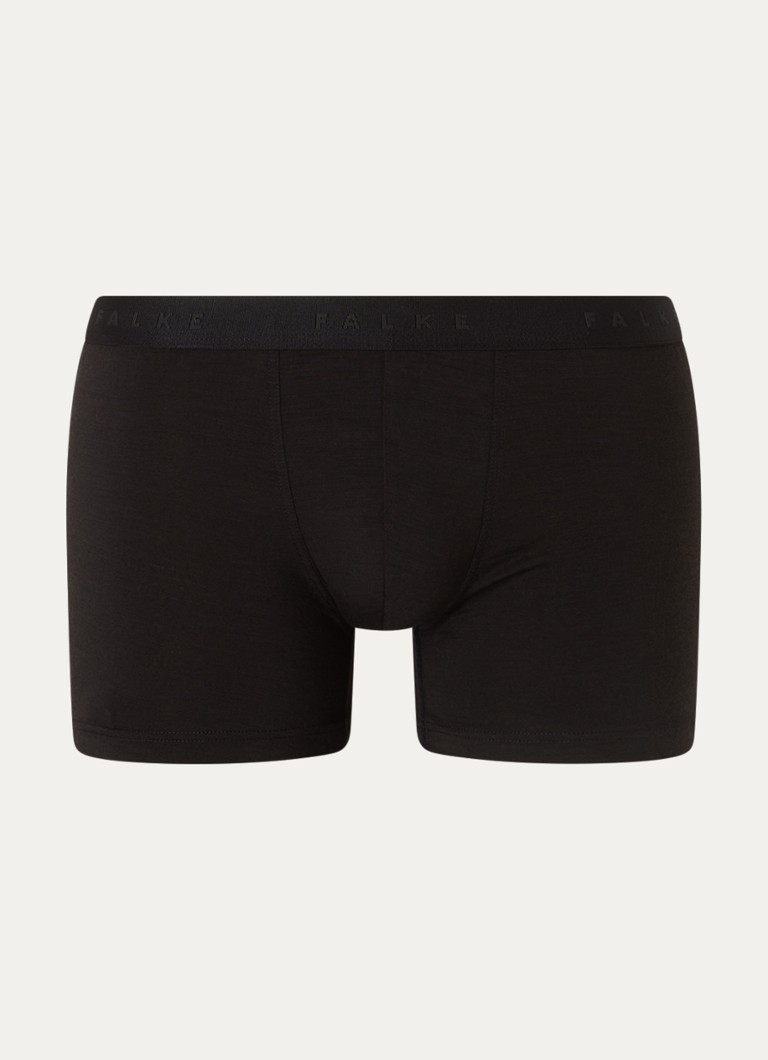 Falke Heren Boxershort in wolblend met logoband in de kleur Zwart, maat: XXL