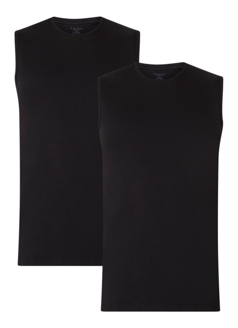 Falke Heren Singlet in 2-pack in de kleur Zwart, maat: S