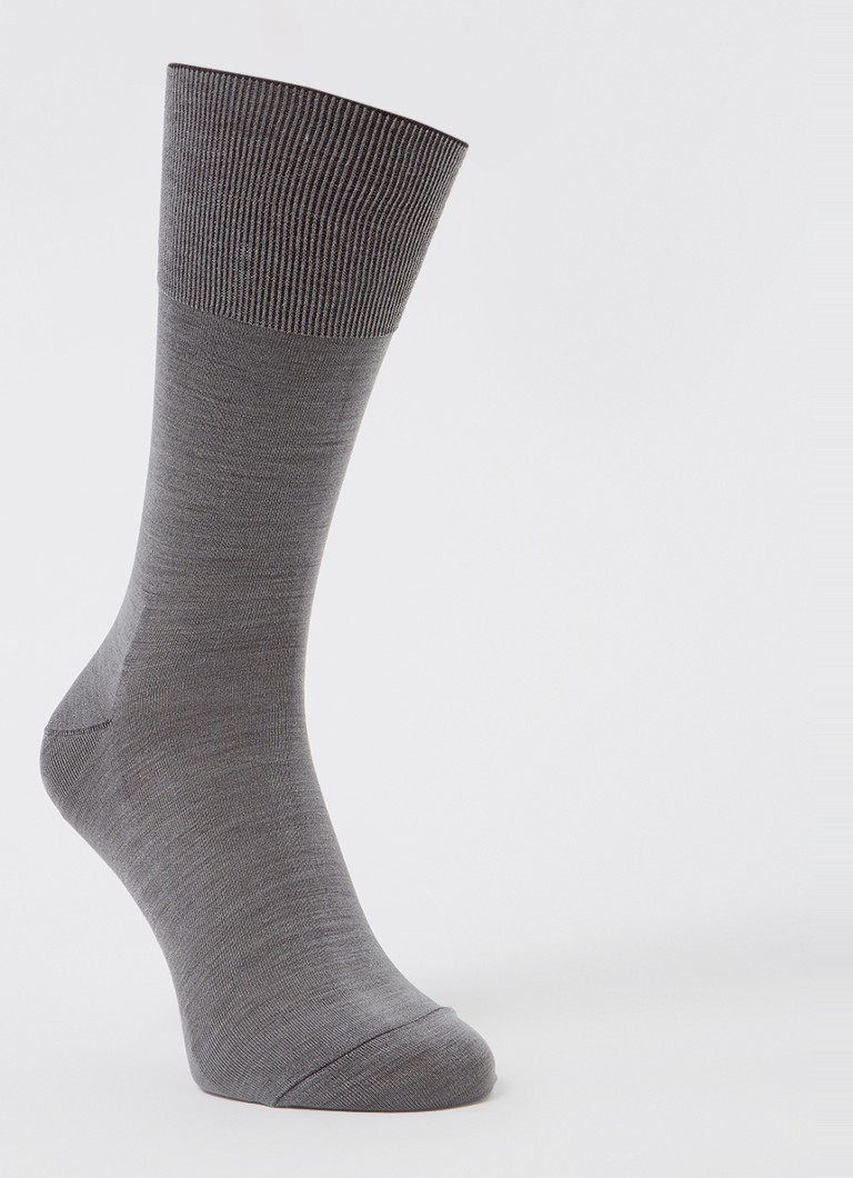 Falke Heren Climawool sokken in scheerwolblend in de kleur Grijsmele, maat: 45-46