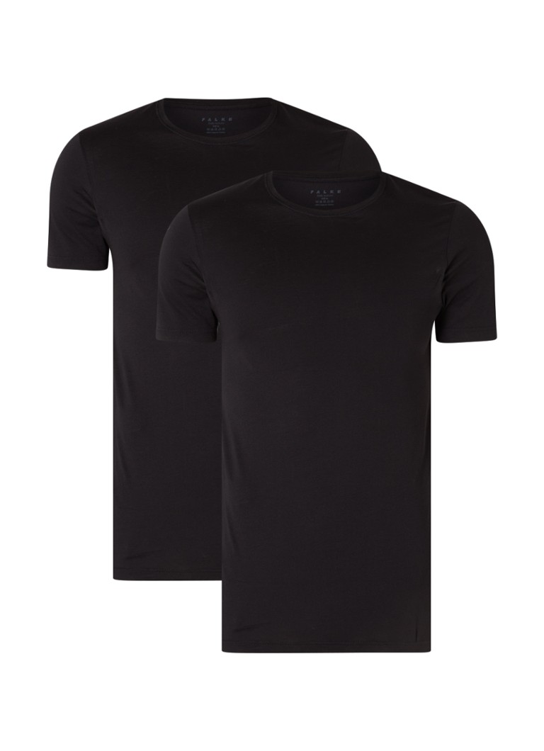 Falke Heren T-shirt met ronde hals in de kleur Zwart, maat: XXL