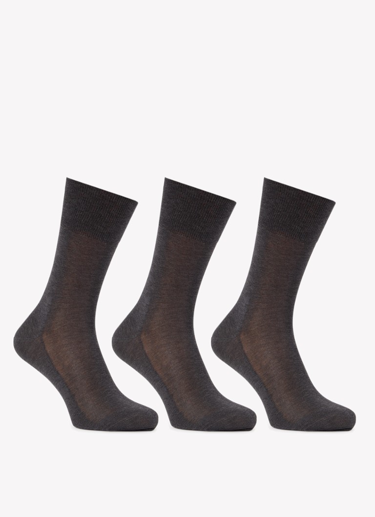 Falke Heren Tiago sokken in katoenblend in 3-pack in de kleur Antraciet, maat: 39-40