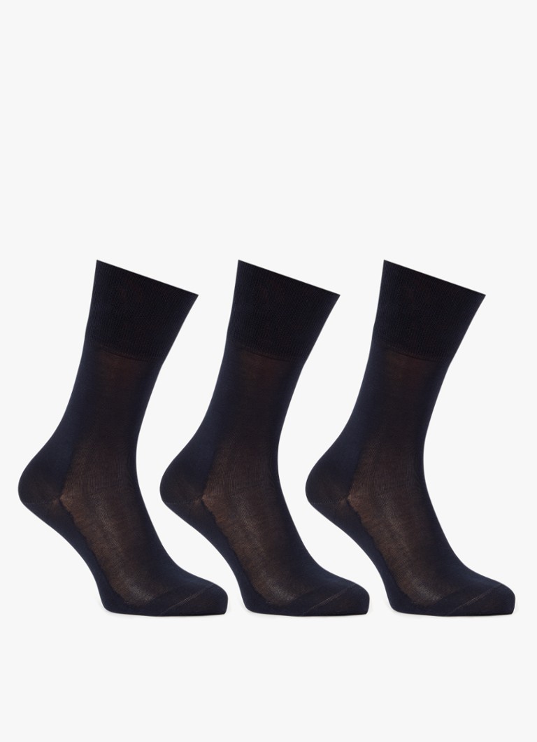 Falke Heren Tiago sokken in katoenblend in 3-pack in de kleur Donkerblauw, maat: 39-40