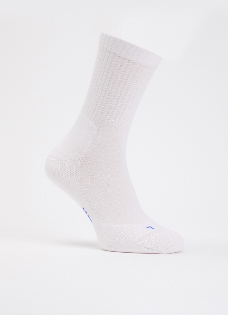Falke Heren Run Rib Crew sokken in katoenblend met logo in de kleur Wit, maat: 44-45