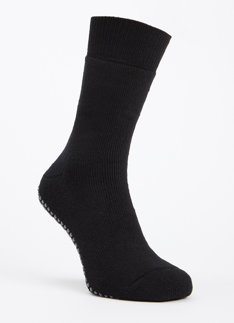 Falke Heren Homepads huissokken in wolblend met anti-slip in de kleur Zwart, maat: 43-46
