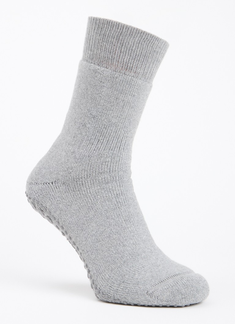 Falke Heren Homepads huissokken in wolblend met anti-slip in de kleur Grijs, maat: 43-46