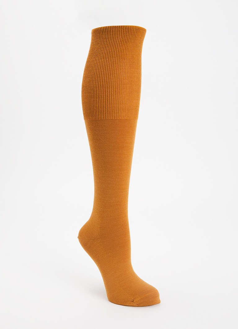 Falke Dames Airport kniekousen in wolblend in de kleur Oranjebruin, maat: 45-46