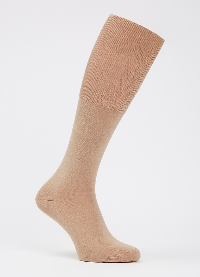 Falke Dames Airport kniekousen in wolblend in de kleur Camel, maat: 45-46