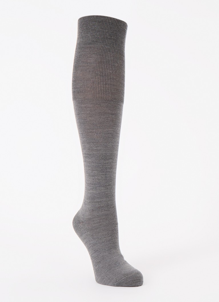 Falke Dames Airport kniekousen in wolblend in de kleur Grijs, maat: 39-40