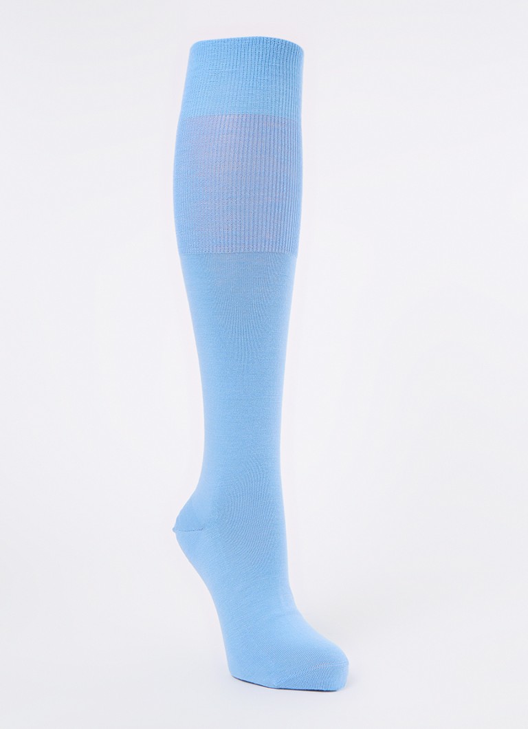 Falke Dames Airport kniekousen in wolblend in de kleur Blauwgrijs, maat: 45-46