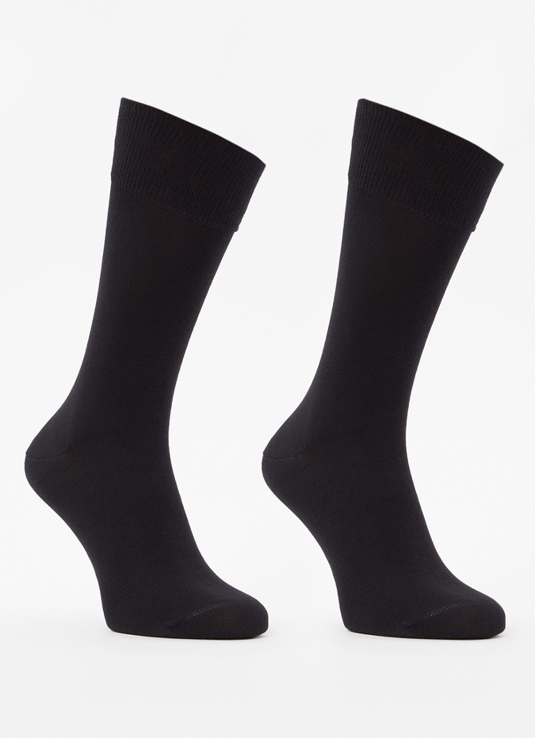 Falke Heren Happy sokken in 2-pack in de kleur Zwart, maat: 43-46