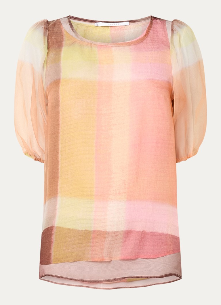 Xandres Dames Hamza tuniek met ruitdessin in de kleur Lichtroze