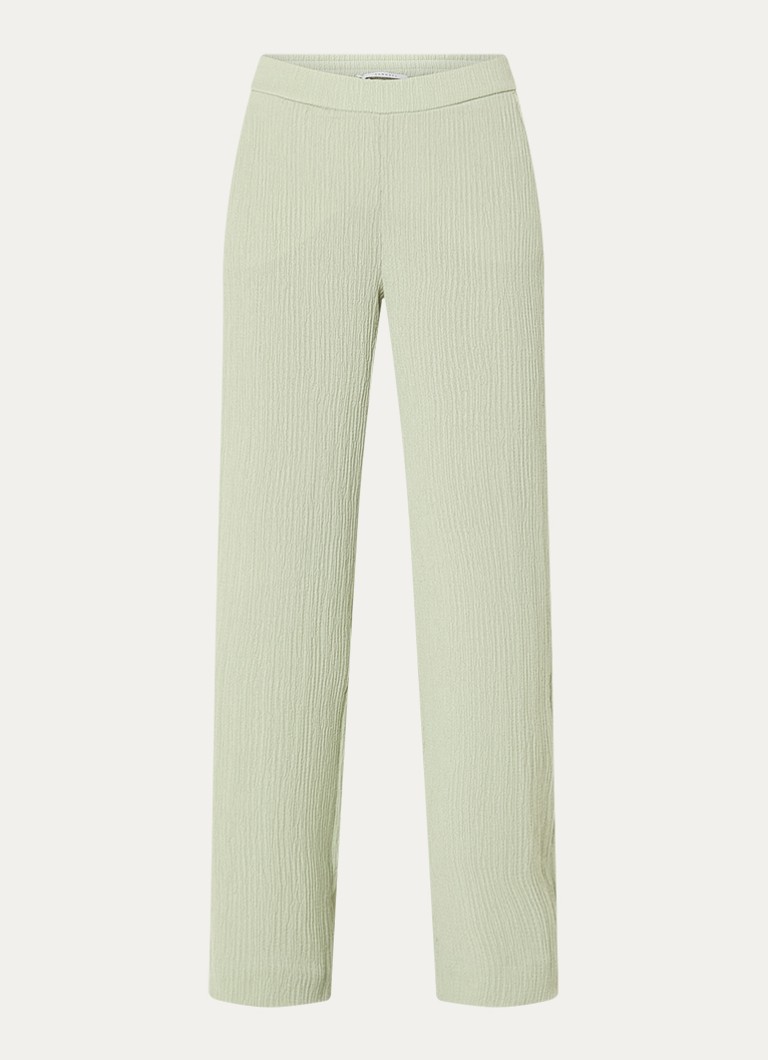 Xandres Dames High waist straight fit broek met steekzakken in de kleur Lindegroen