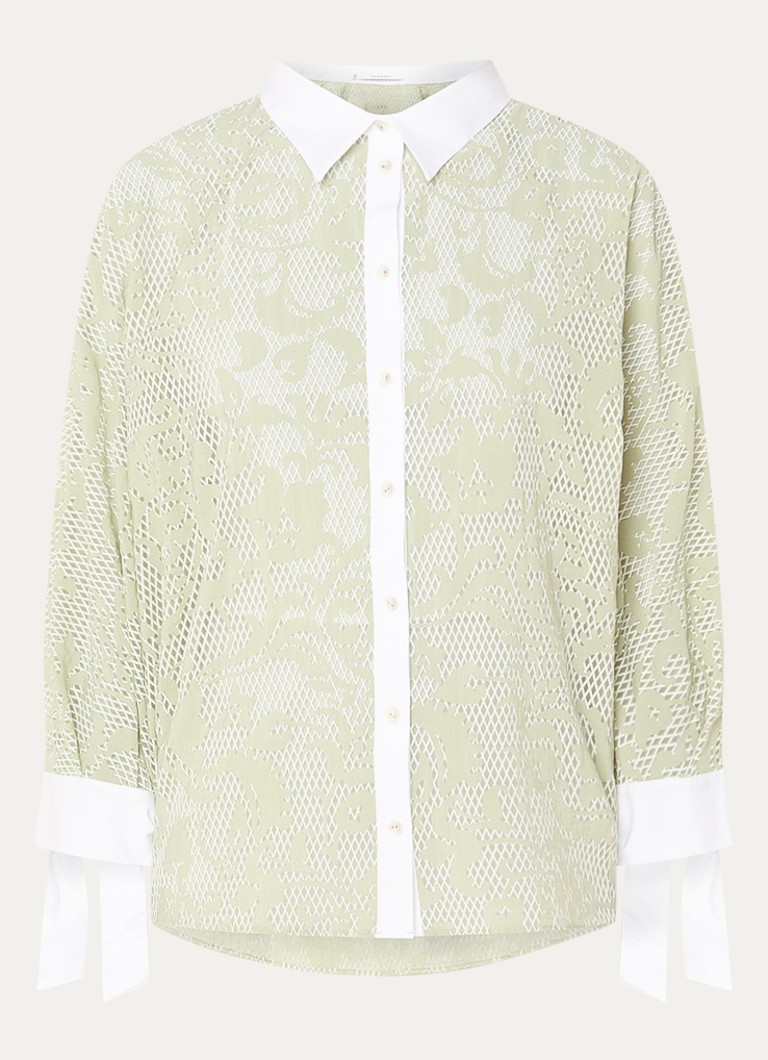 Xandres Dames Hirina blouse met print in de kleur Lindegroen