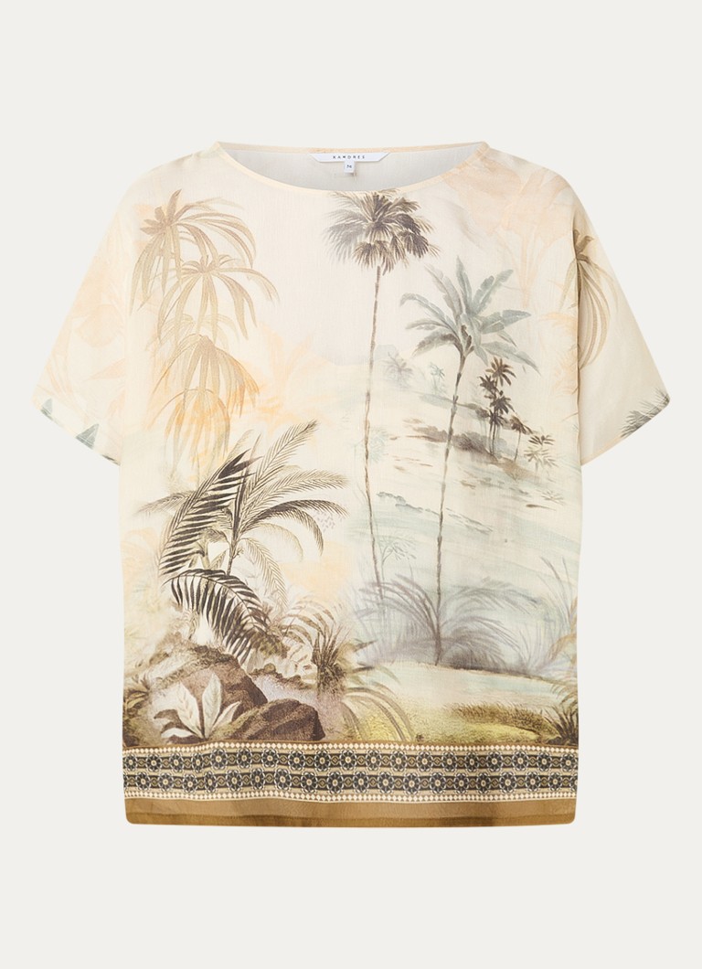 Xandres Dames Holo blouse in linnenblend met print in de kleur Vanillegeel