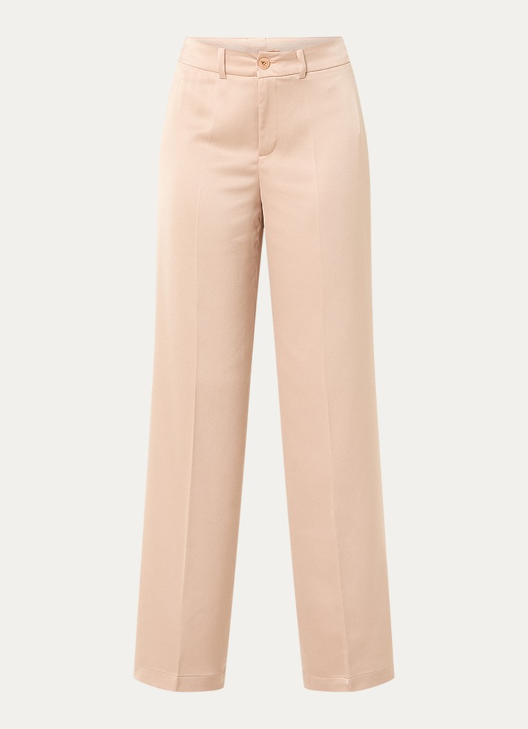 Xandres Dames Puko mid waist straight fit pantalon van satijn in de kleur Goud