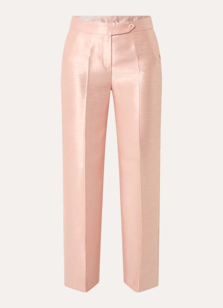 Xandres Dames Peyvin high waist wide leg pantalon met metallic finish in de kleur Zalmroze