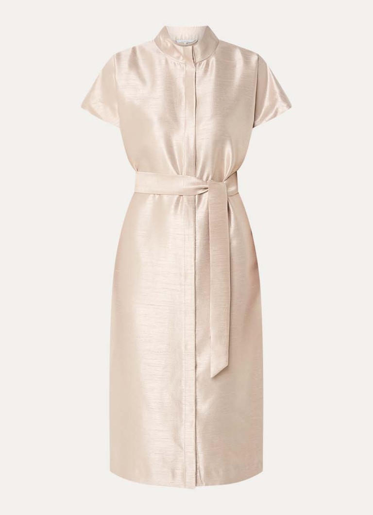 Xandres Dames Koji midi blousejurk met metallic finish in de kleur Beige
