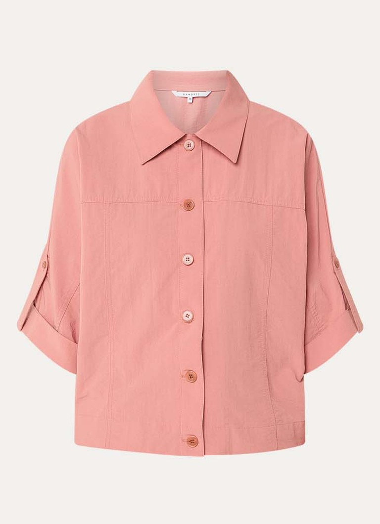 Xandres Dames Hibis blouse met kraag in de kleur Koraal