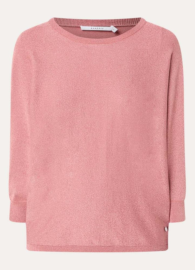 Xandres Dames Gerett fijngebreide pullover met lurex in de kleur Koraalroze