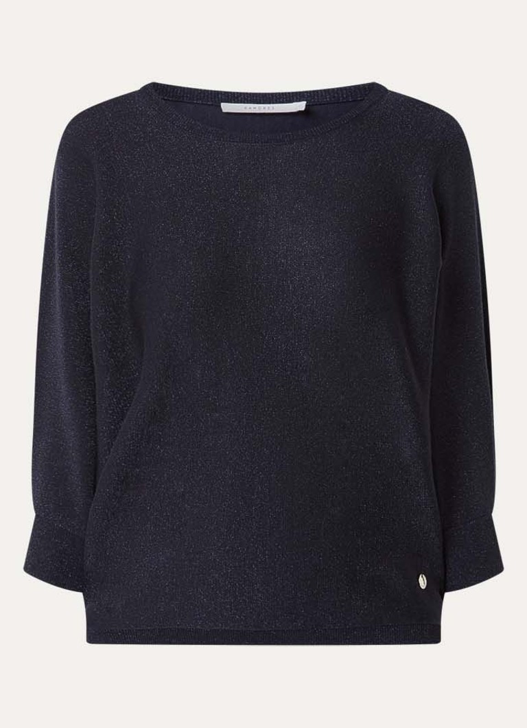 Xandres Dames Gerrett fijngebreide top met lurex in de kleur Donkerblauw