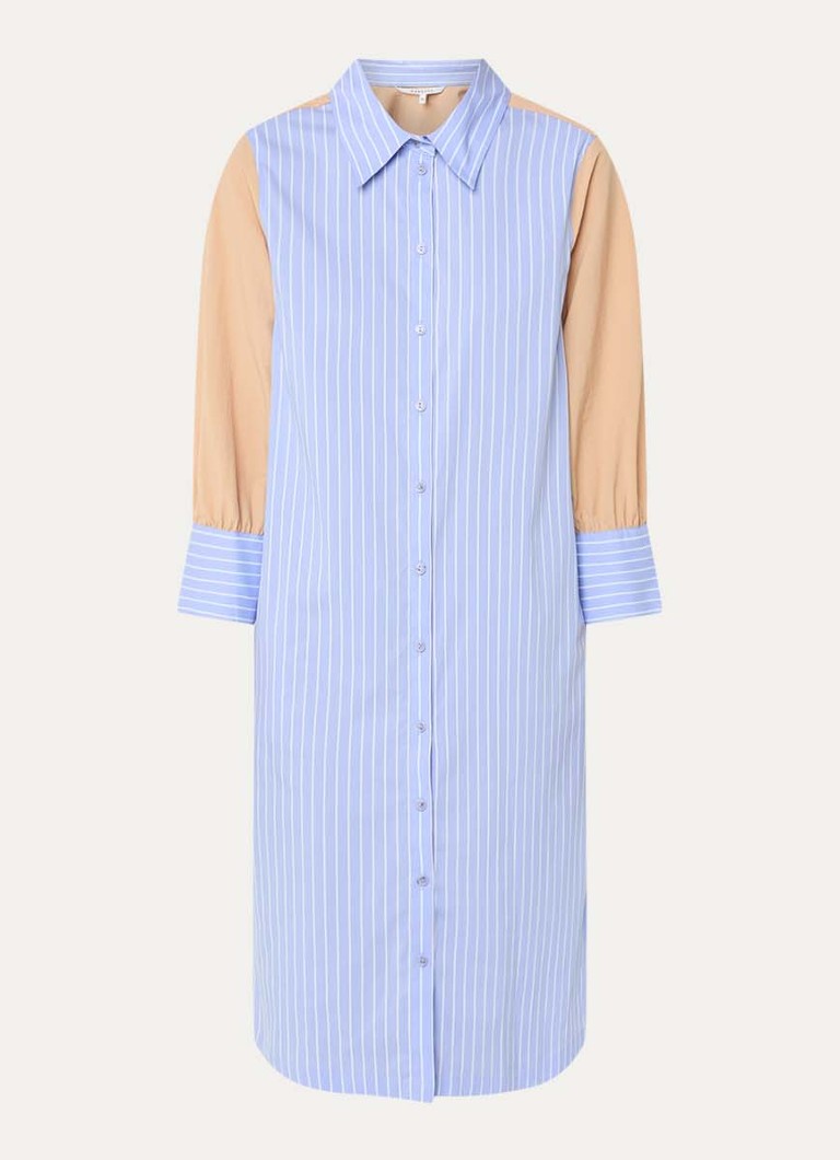 Xandres Dames Katriena midi blousejurk met streepprint in de kleur Staalblauw