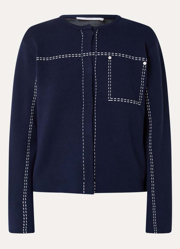 Xandres Dames Alania fijngebreid vest met ingebreide print in de kleur Donkerblauw