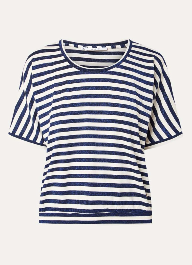 Xandres Dames Hirokar T-shirt met lurex en streepprint in de kleur Donkerblauw