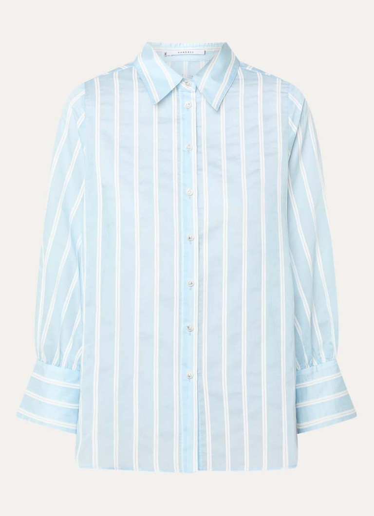 Xandres Dames Heloisa semi-transparante blouse met streepprint in de kleur Lichtblauw