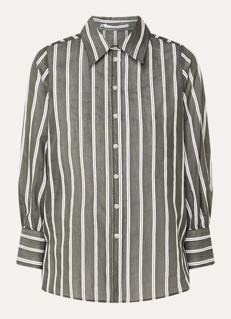 Xandres Dames Heloisa semi-transparante blouse met streepprint in de kleur Bronsgroen