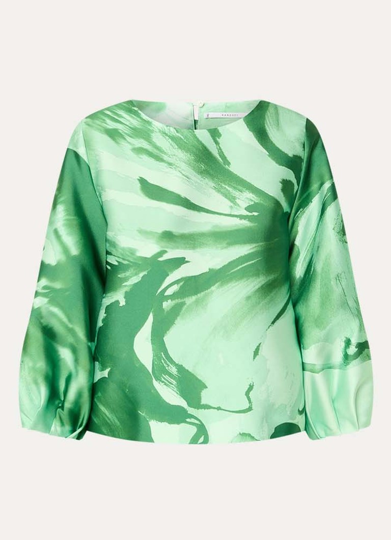 Xandres Dames Hanzie tuniek met pofmouw en bloemenprint in de kleur Groen
