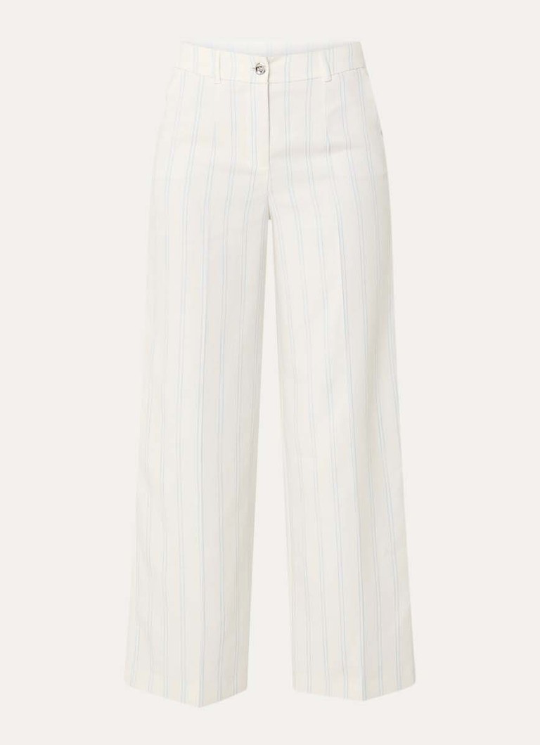 Xandres Dames Punch high waist straight fit pantalon met krijtstreep in de kleur Gebroken wit