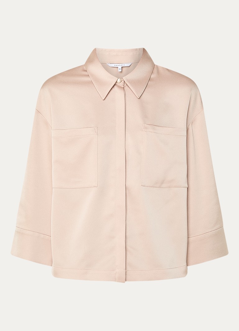 Xandres Dames Hilbin blouse van satijn met borstzakken in de kleur Beige