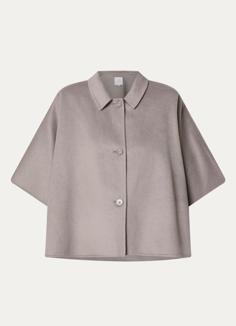 Xandres Dames Cabi mantel in wolblend met kraag in de kleur Lichtgrijs