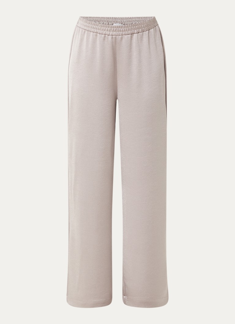 Xandres Dames Paolo high waist wide fit broek van satijn in de kleur Creme