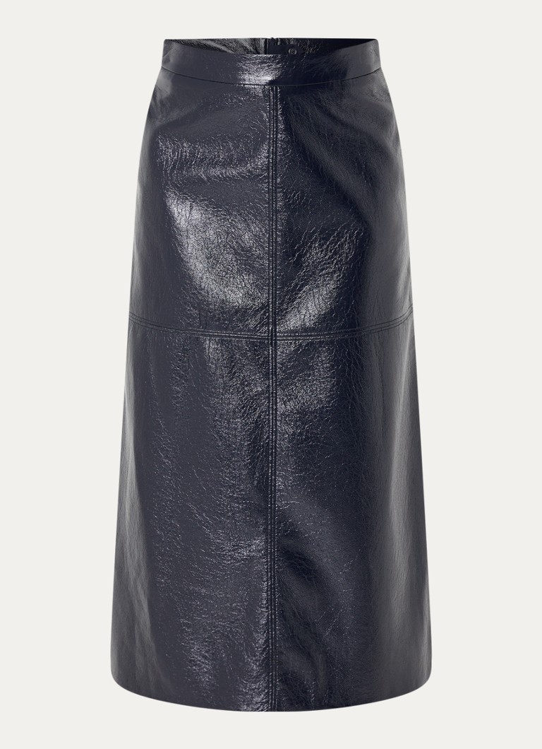 Xandres Dames Rheya midi rok van imitatieleer met steekzakken in de kleur Donkerblauw