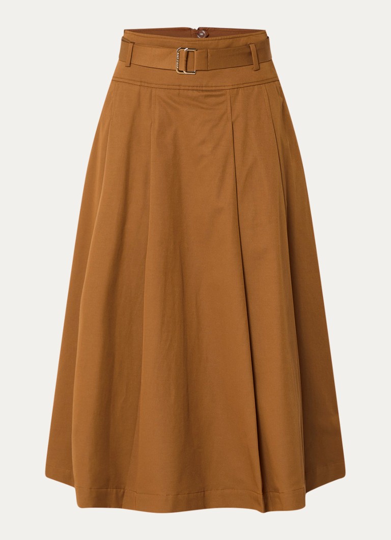 Xandres Dames Raky maxi rok met ceintuur in de kleur Roestbruin