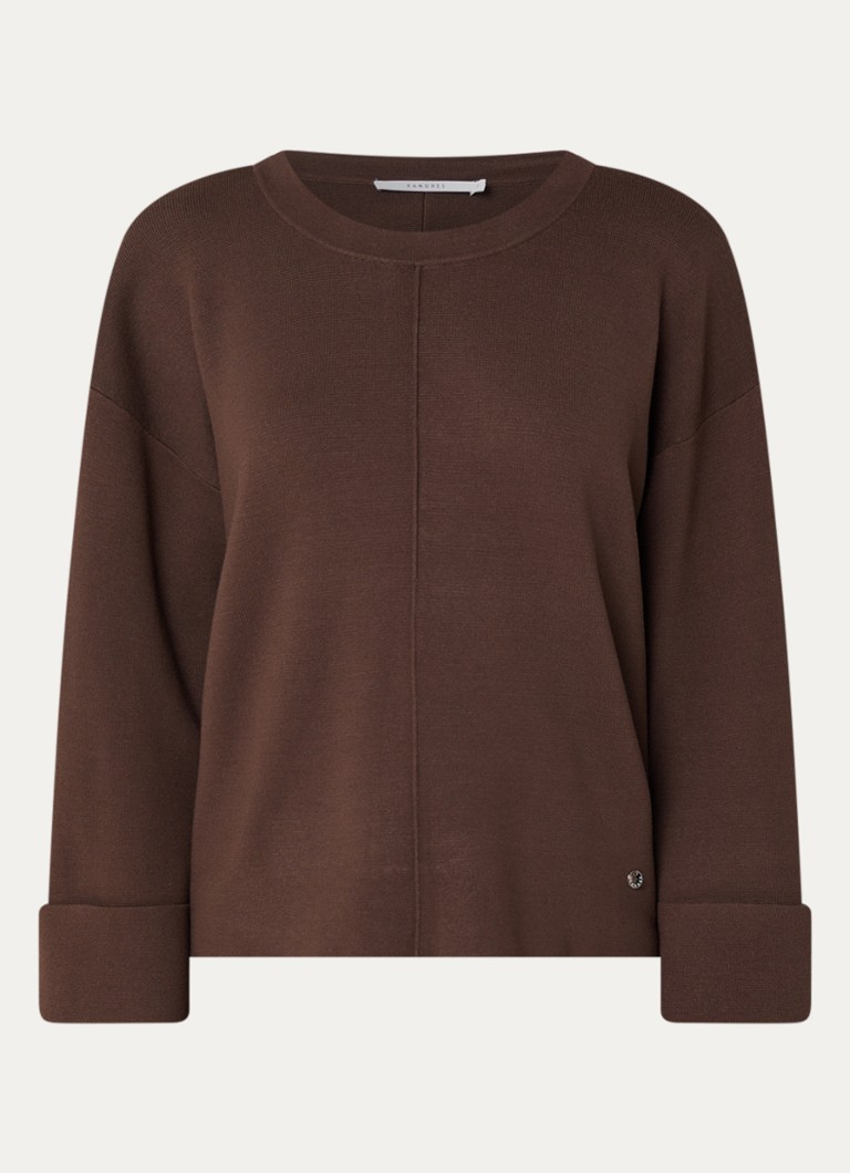 Xandres Dames Annalisa sweater met ronde hals in de kleur Donkerbruin