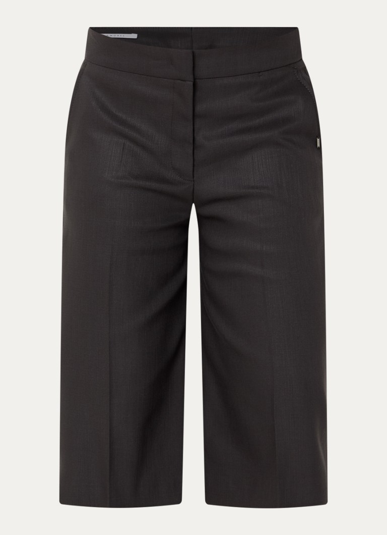 Xandres Dames Patrizalo high waist straight fit korte pantalon in wolblend in de kleur Donkerbruin