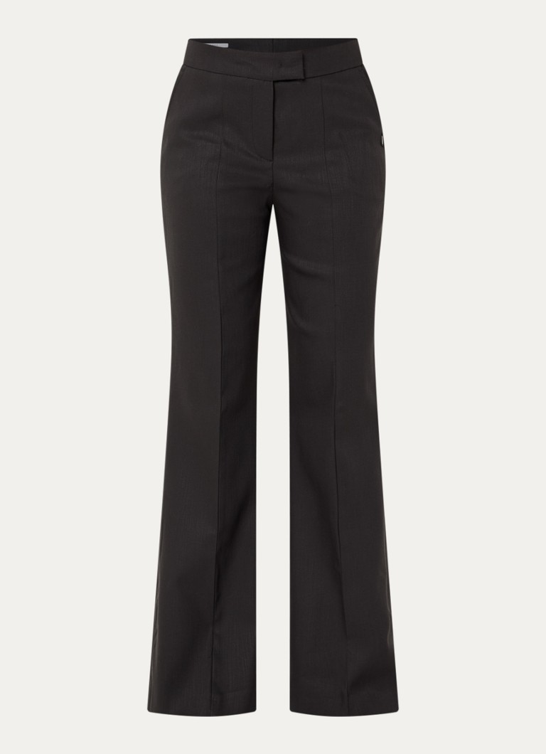 Xandres Dames Patriz high waist flared fit pantalon in wolblend in de kleur Antraciet