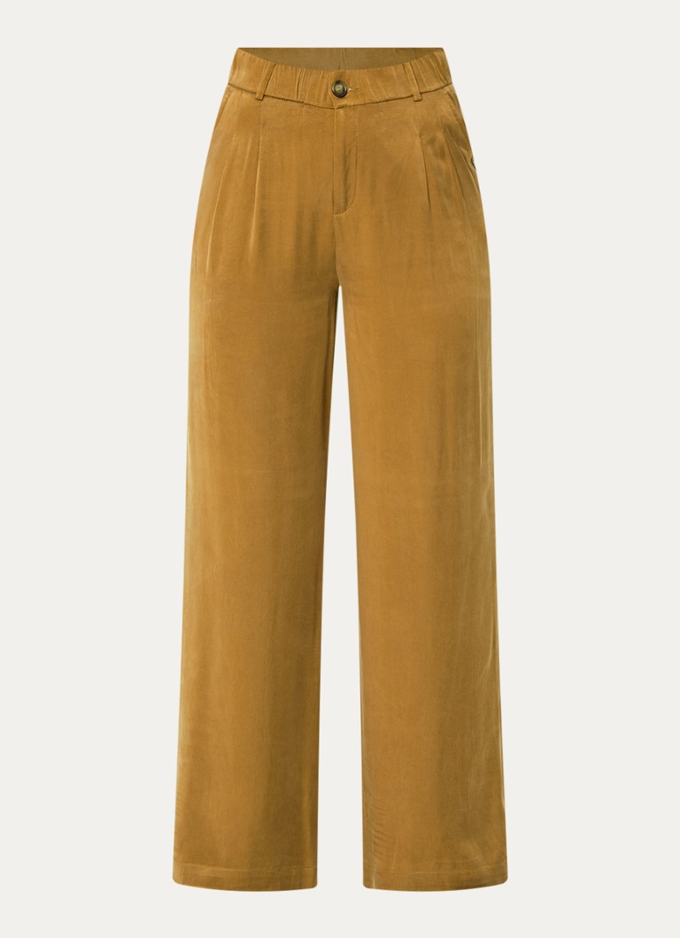 Xandres Dames Phia high waist loose fit pantalon met steekzakken in de kleur Mosterd
