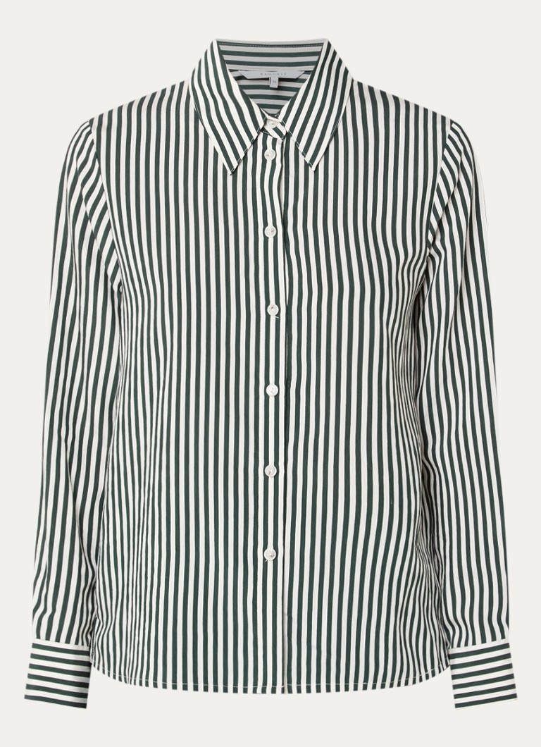 Xandres Dames Henk blouse met streepprint in de kleur Donkergroen