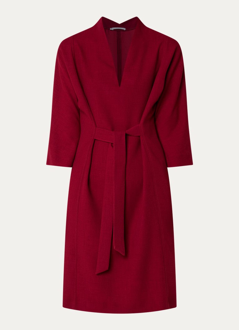 Xandres Dames Kiliano midi jurk met strikceintuur in de kleur Donkerrood