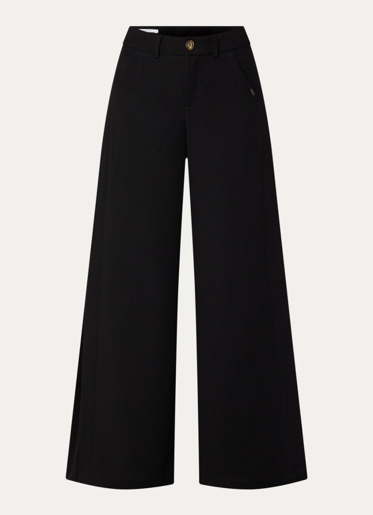 Xandres Dames Patrizie high waist wide fit pantalon met steekzakken in de kleur Zwart