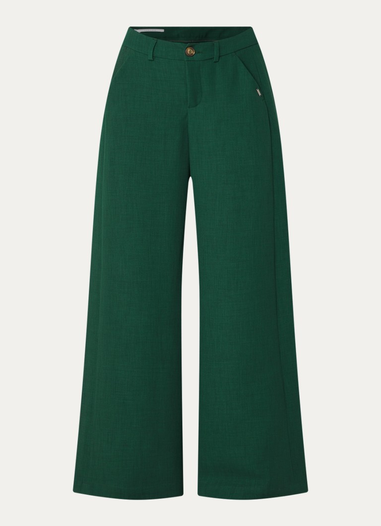 Xandres Dames Patrizie high waist wide fit pantalon met steekzakken in de kleur Donkergroen
