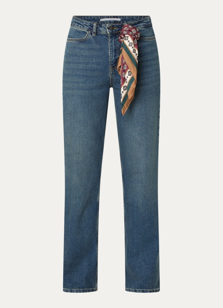 Xandres Dames Pascal high waist straight leg jeans met medium wassing en sjaaldetail in de kleur Indigo